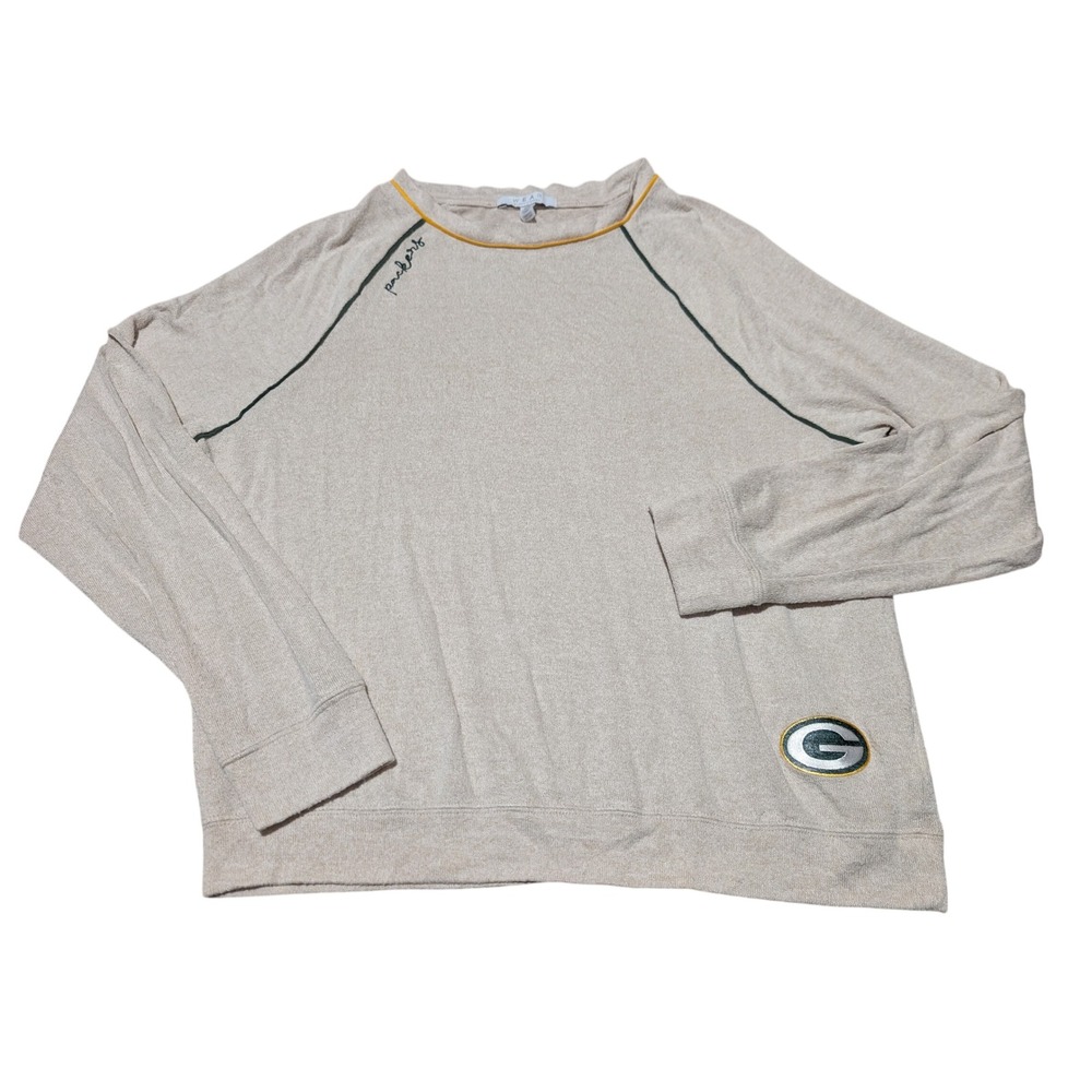 Green Bay Packers NFL Top Womens Medium Beige WEAR by Erin Andrews Raglan Knit